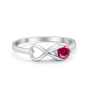 Infinity Promise Band Simulated Ruby Cubic Zirconia 925 Sterling Silver